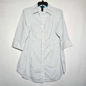 Lane Bryant White Striped Blouse